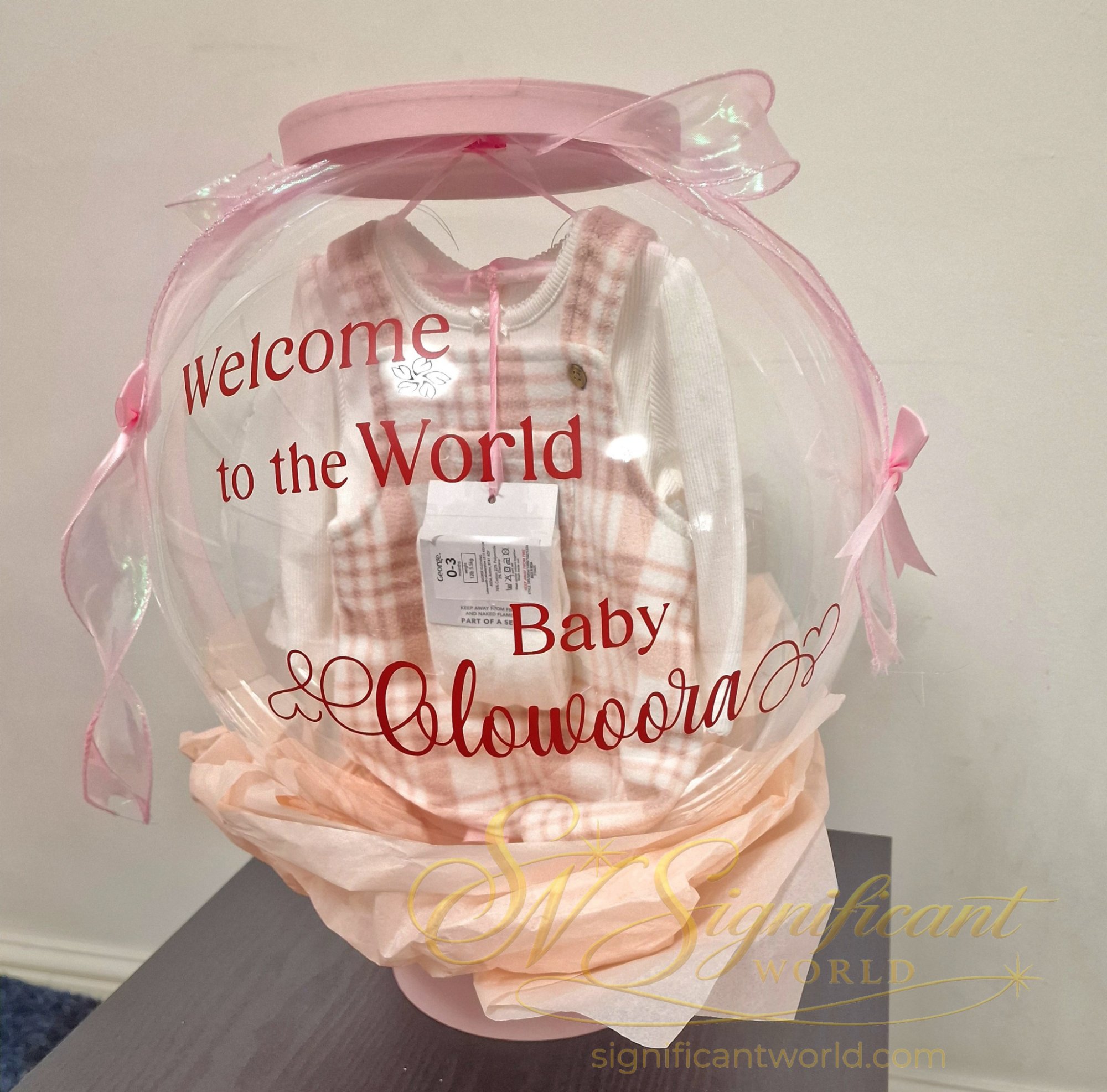 Bespoke welcome baby bubble balloon by Significant World Kettering